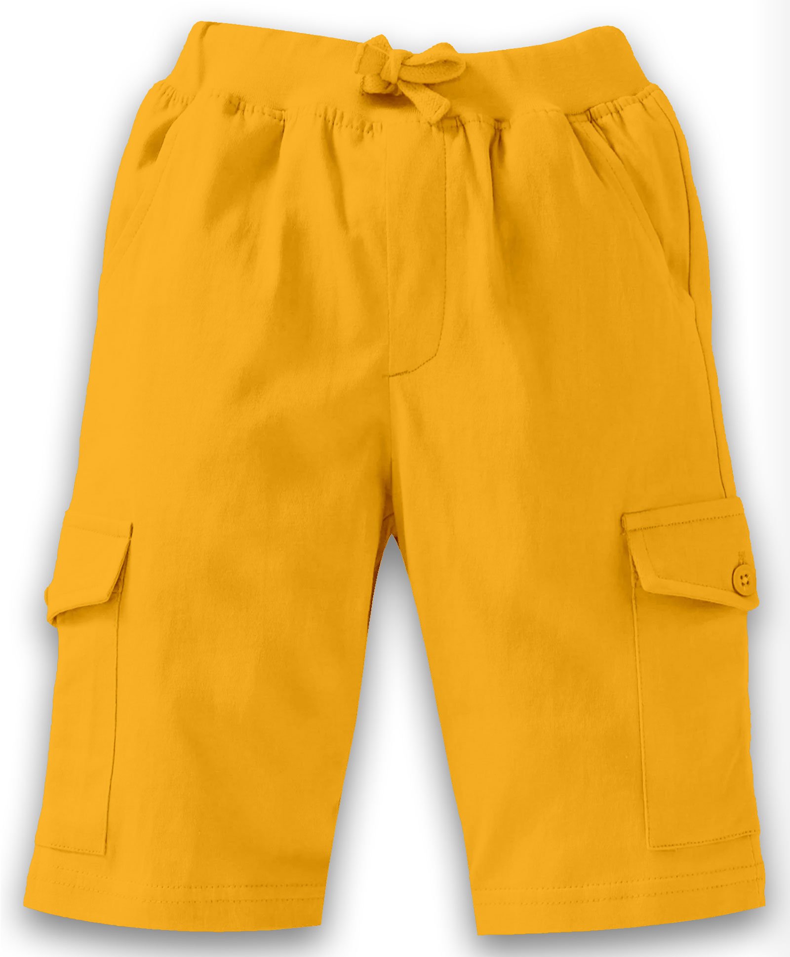 Kiddopanti Solid Cargo Shorts - Mustard Yellow-image-10