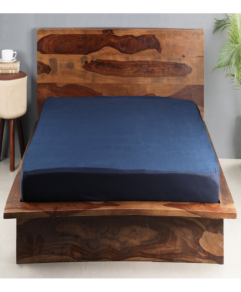 Hosta Homes Pure Cotton Double Bed King Size Dust Proof Terry Mattress Protector - Blue-picture-41