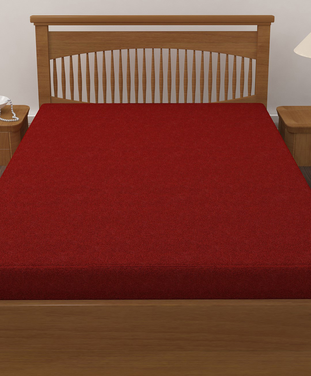 Hosta Homes Pure Cotton Double Bed King Size Dust Proof Terry Mattress Protector - Maroon-picture-42