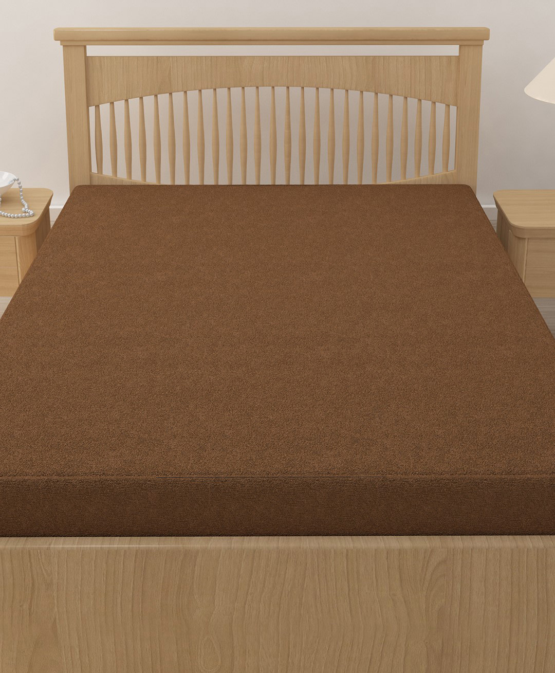 Hosta Homes Pure Cotton Double Bed King Size Dust Proof Terry Mattress Protector - Brown-picture-43