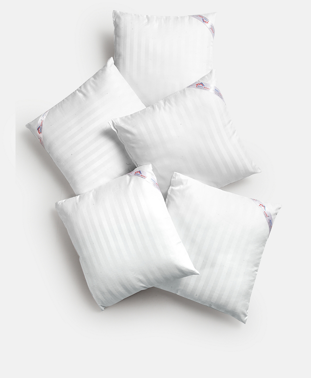 Hosta Homes Cotton Fabric Filled with Microfibre Cushion Fillers Set of 5 - White-image-2