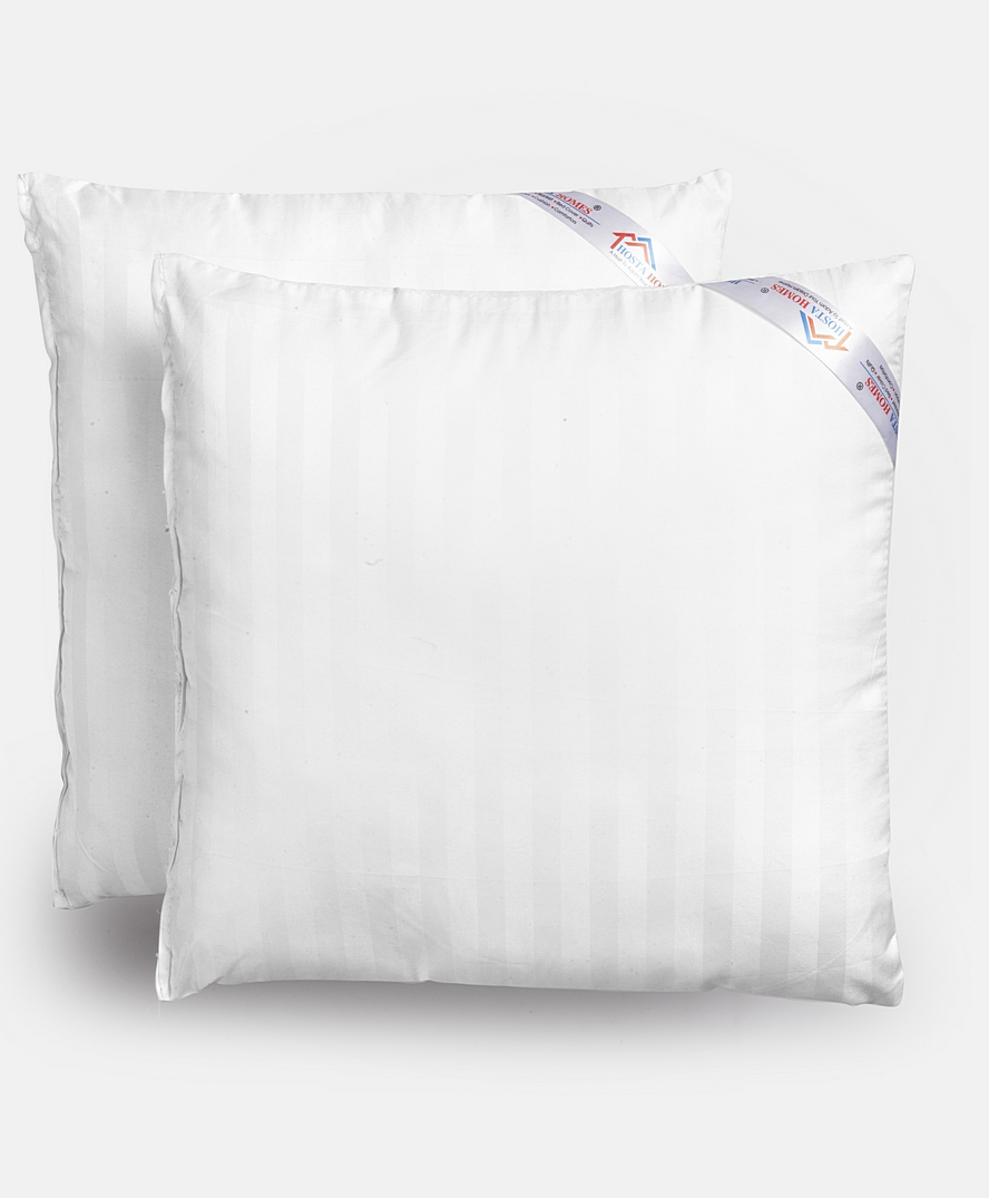 Hosta Homes Cotton Fabric Filled with Microfibre Cushion Fillers Set of 2 - White-image-23