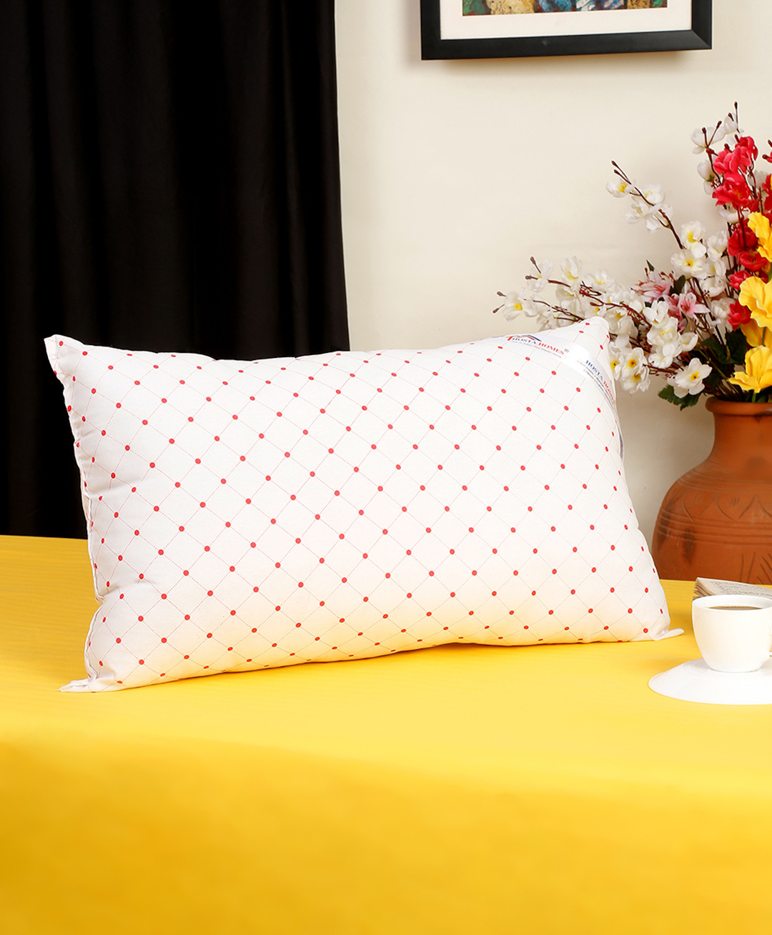 Hosta Homes Ultra Soft Printed Cotton Fabric Filled Pillow- White-image-23