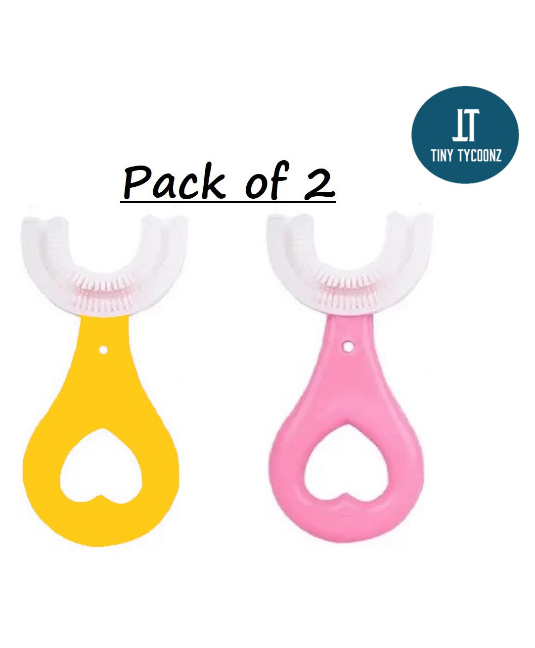 Tiny Tycoonz Soft Sillicone U Shaped Toothbrush Pack of 2 - Multicolor-image-17