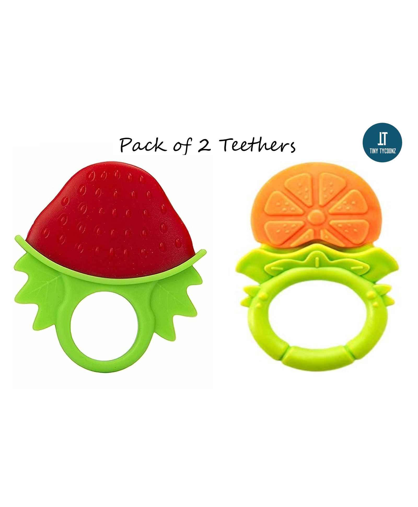 Tiny Tycoonz Fruit Shape Silicone Teether Pack of 2 - Multicolor-picture-14