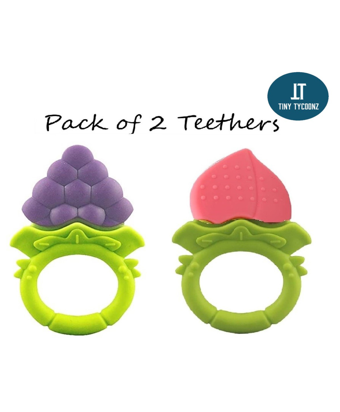 Tiny Tycoonz Fruit Shape Silicone Teether Pack of 2 - Milticolor-picture-11