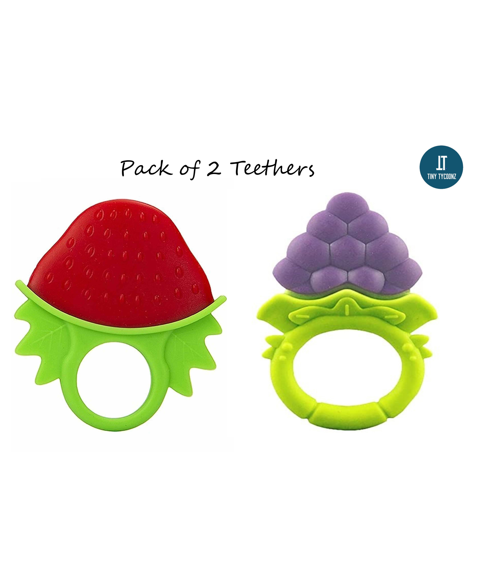 Tiny Tycoonz Fruit Shape Silicone Teether Pack of 2 - Multicolor-picture-12