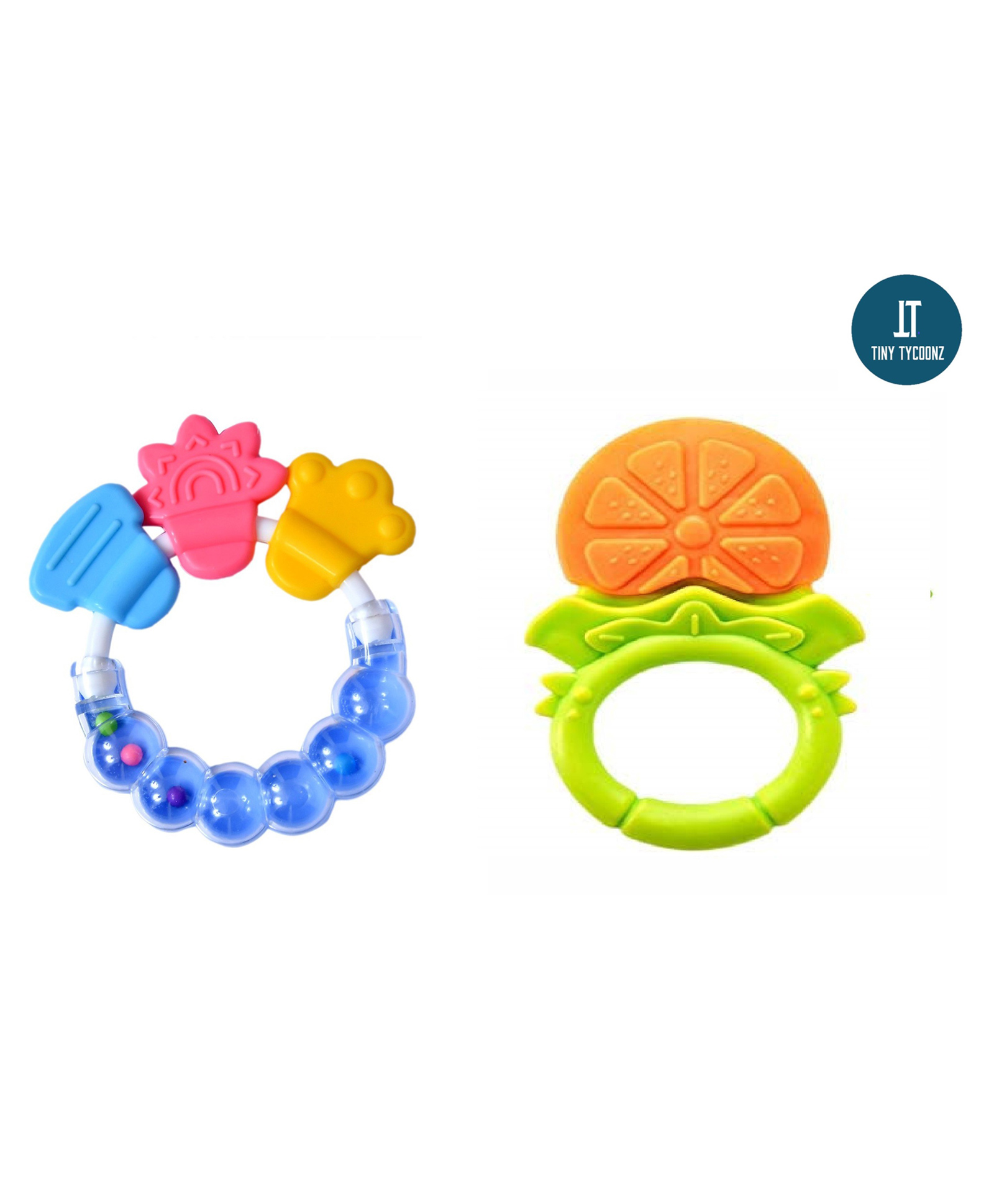 Tiny Tycoonz Fruit Shape and Rattle Silicone Teether Pack of 2 - Multicolor-picture-17
