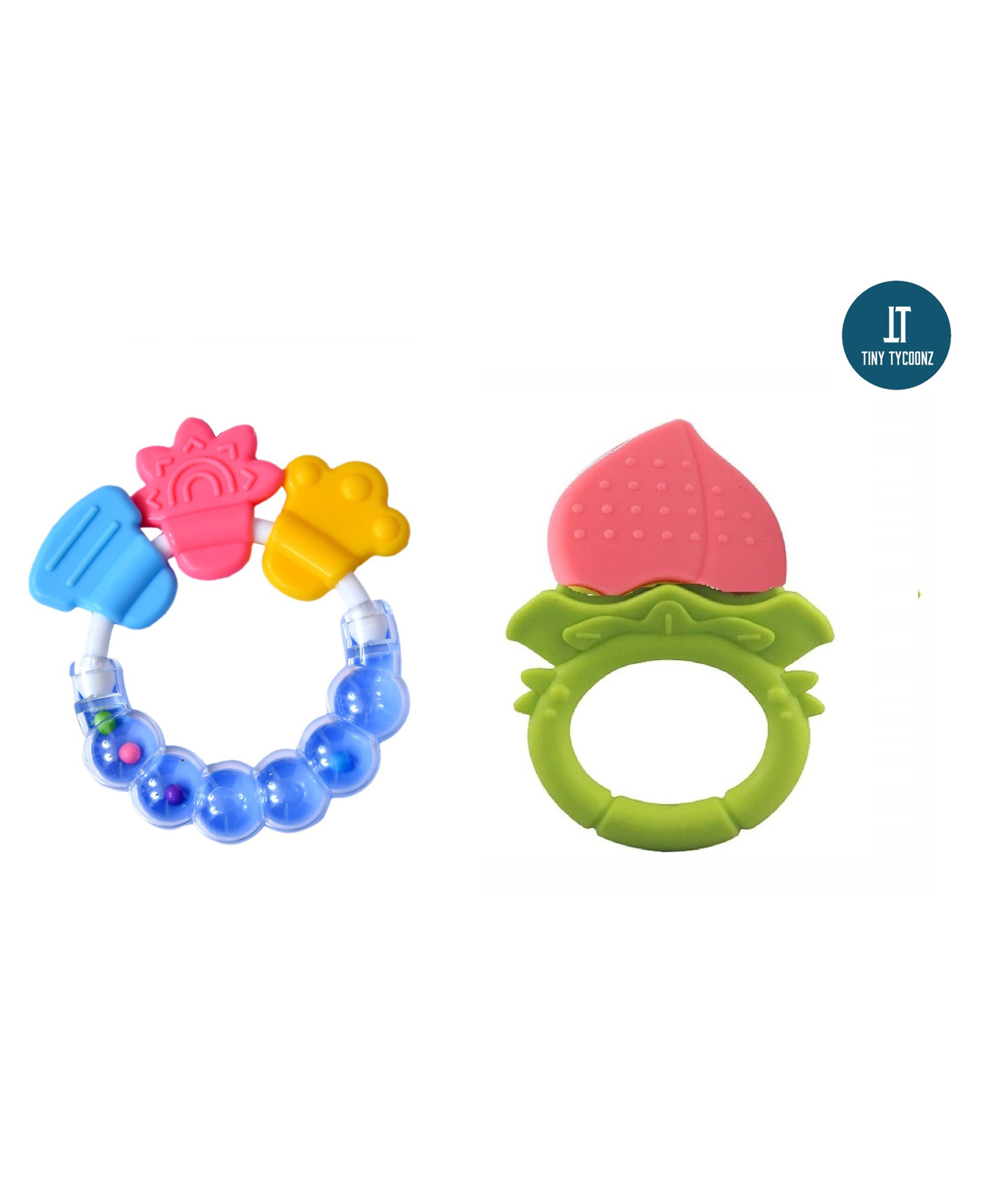 Tiny Tycoonz Fruit Shape and Rattle Silicone Teether Pack of 2 - Multicolor-picture-19