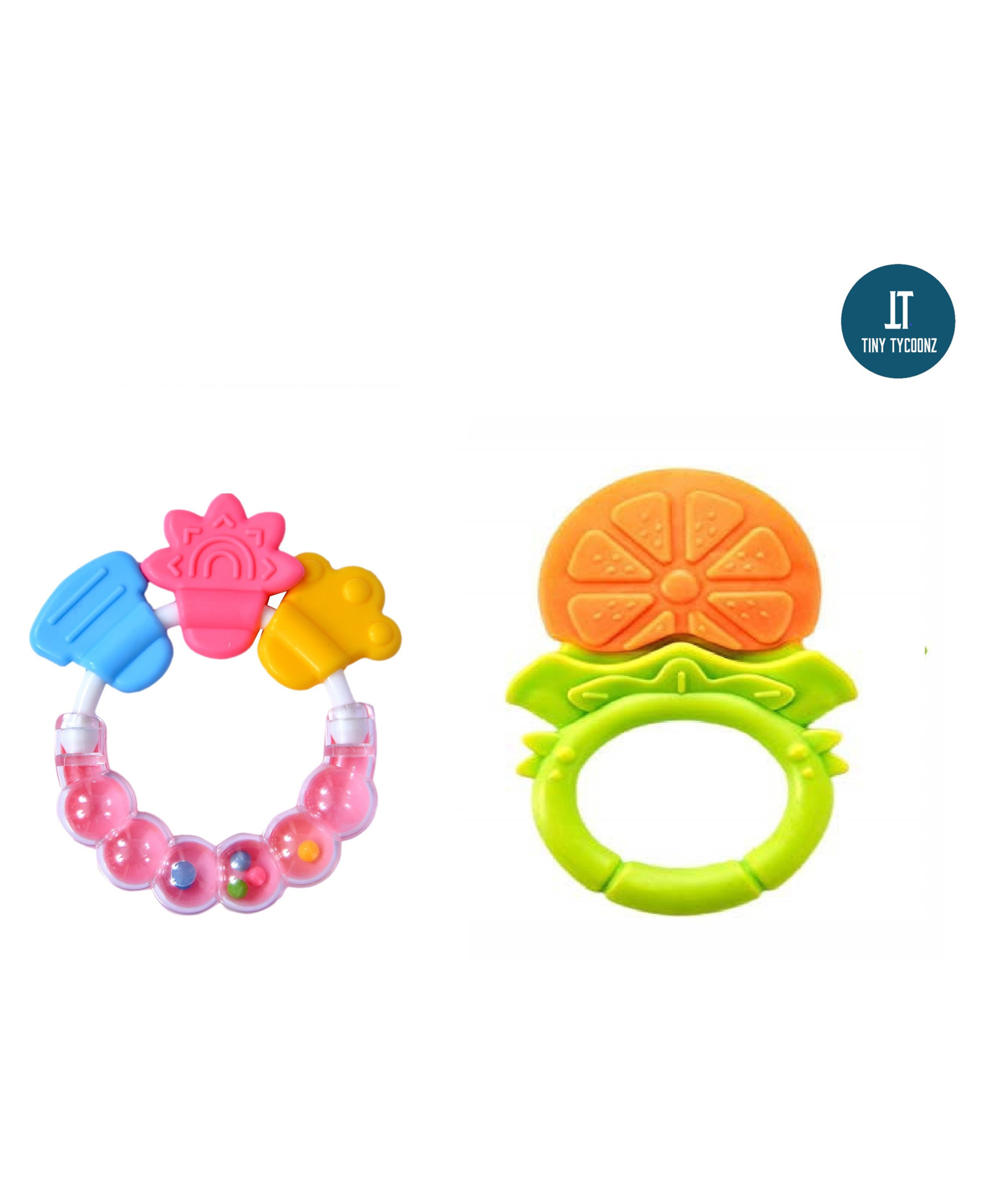 Tiny Tycoonz Fruit Shape and Rattle Silicone Teether Pack of 2 - Multicolor-picture-20