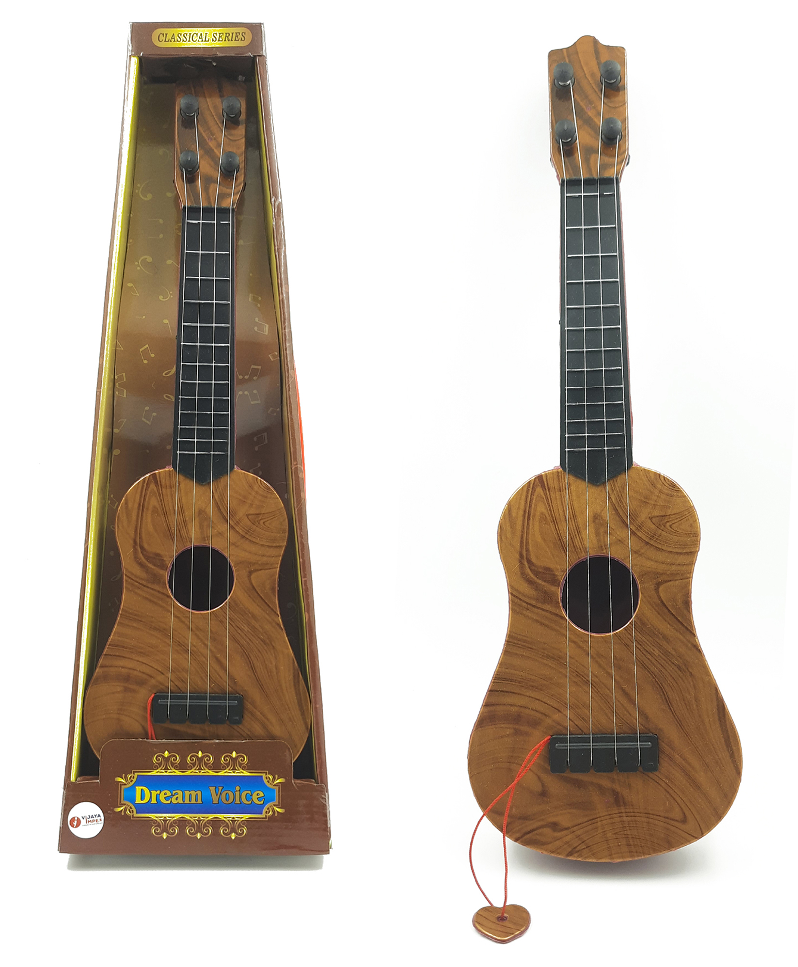 Vijaya Impex Musical Instrument With 4 String Acoustic Guitar Toy (Color May Vary)