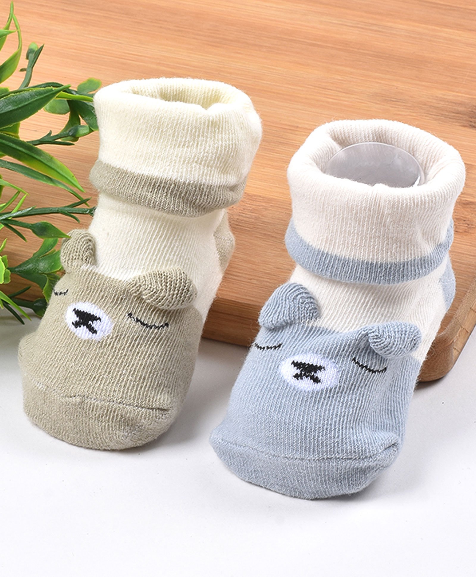 Footprints Organic Cotton Anti-skid Socks Teddy Feet - Grey-image-23