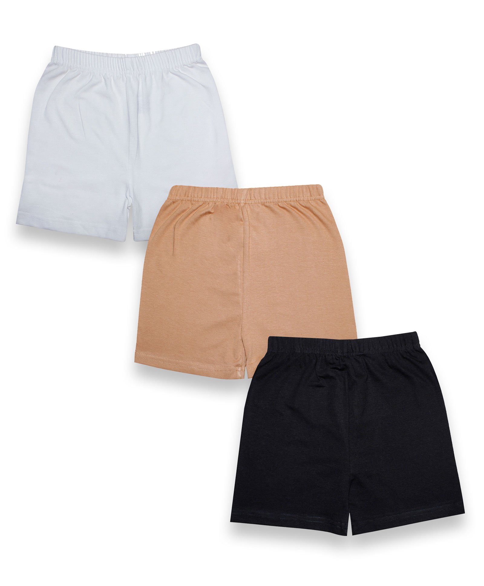 Kiddopanti Pack of 3 Solid Cycling Shorts - White  Black & Skin-picture-16