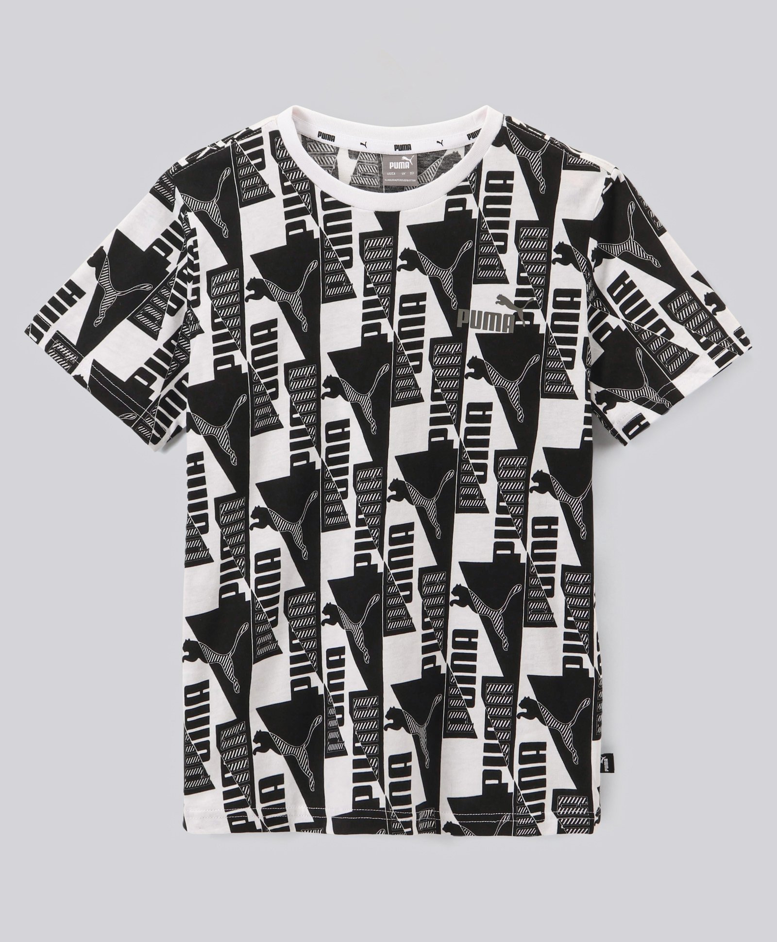 PUMA Cotton Knit Half Sleeves Power AOP Tee - White Black-picture-12