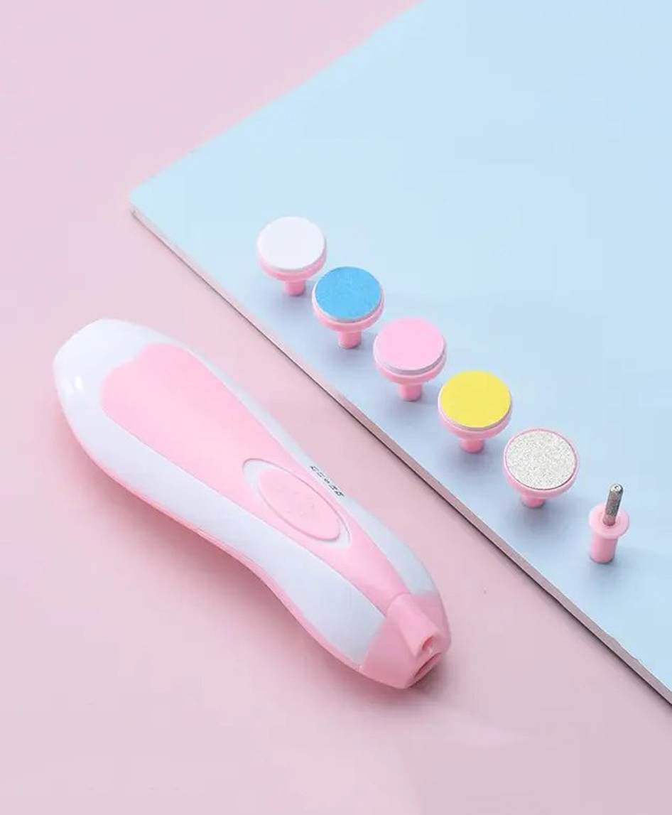 Baby Electric Nail Trimmer with 6 attachment and LED Light - Pink-image-33