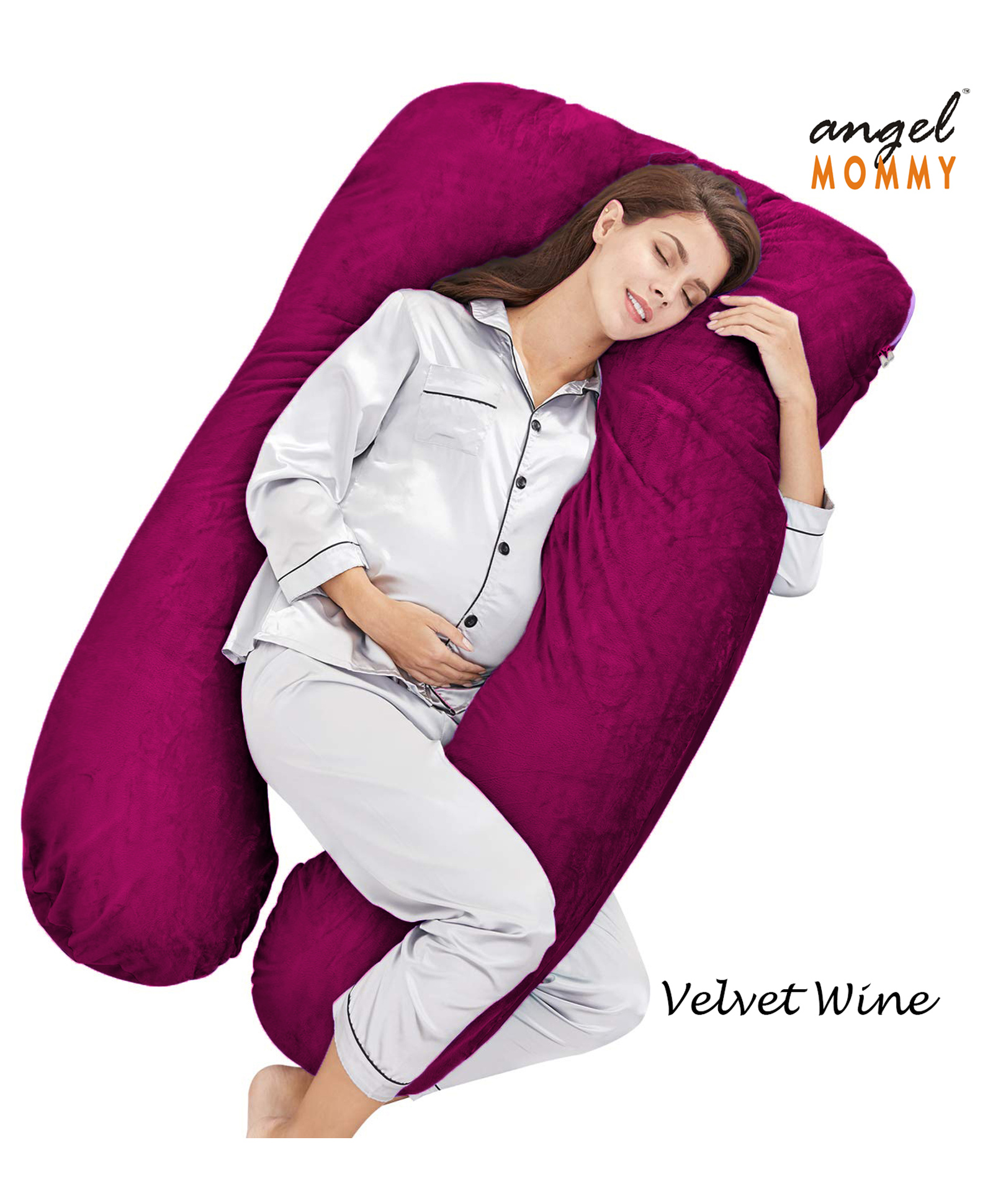 Angel Mommy Luxurious Imported Velvet U Shape Pregnancy Pillow - Purple-image-33
