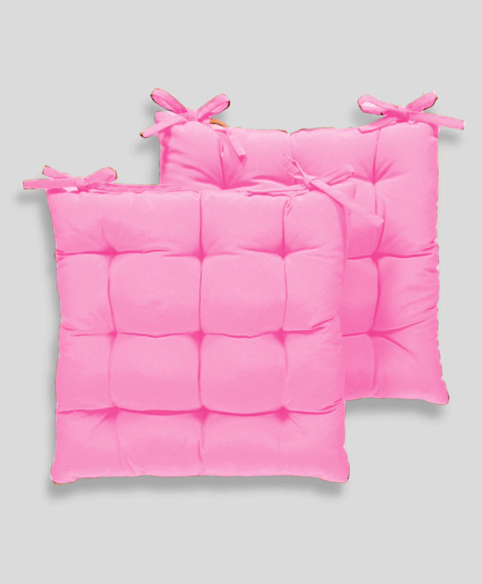Angel Mommy Polycotton Decorative Damask Fabric Chairpad Back Support Seat Cushion with Ties and Handmade Quilting Set Of 2 Standard - Pink-image-47