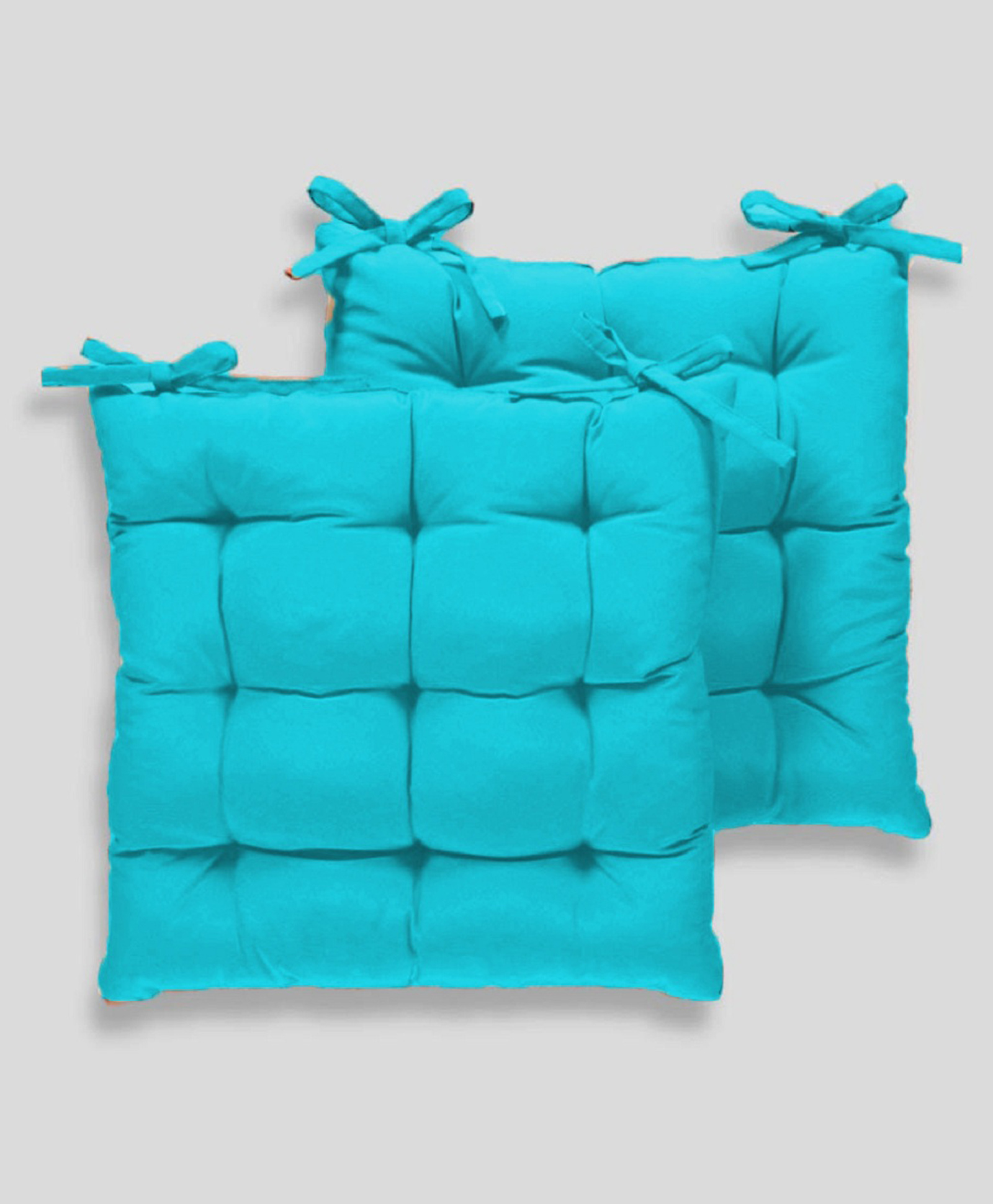 Angel Mommy Polycotton Decorative Damask Fabric Seat Cushion with Ties and Handmade Quilting Set Of 2 Standard - Sky Blue-image-25