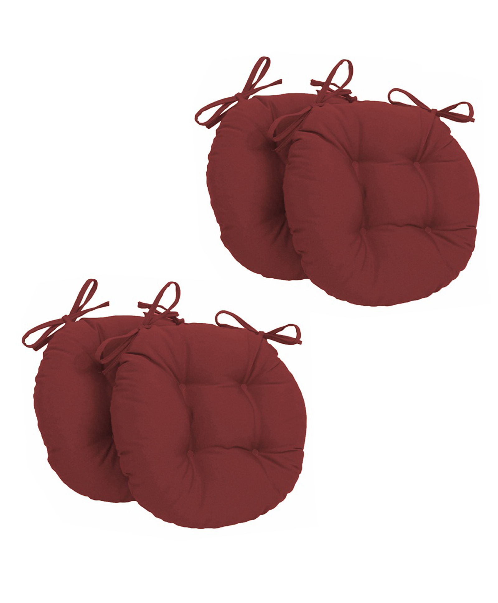 Angel Mommy Ultra Soft Round Twill Dining Chair Sofa Floor Seat & Back Cushions with Ties Set Of 4 - Maroon-image-40