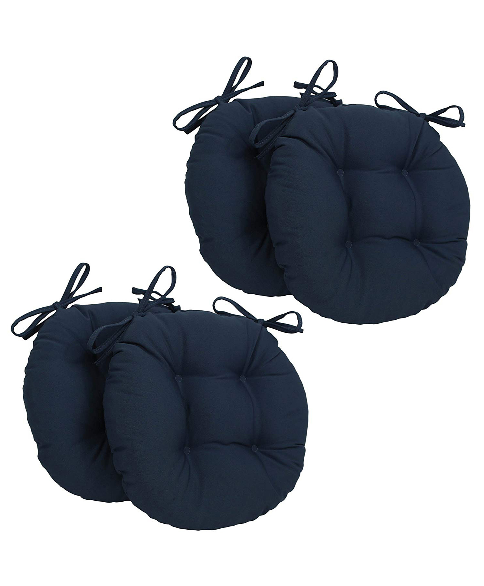 Angel Mommy Ultra Soft Round Twill Dining Chair Sofa Floor Seat & Back Cushions with Ties Set Of 4 - Blue-image-46