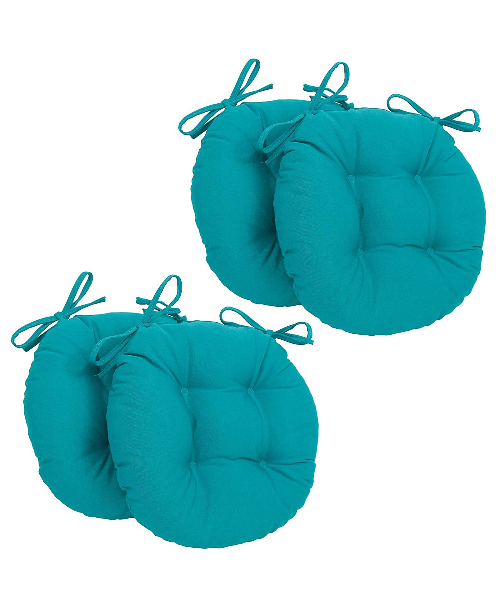 Angel Mommy Ultra Soft Round Twill Dining Chair Sofa Floor Seat & Back Cushions with Ties Set Of 4 - Sky Blue-image-3