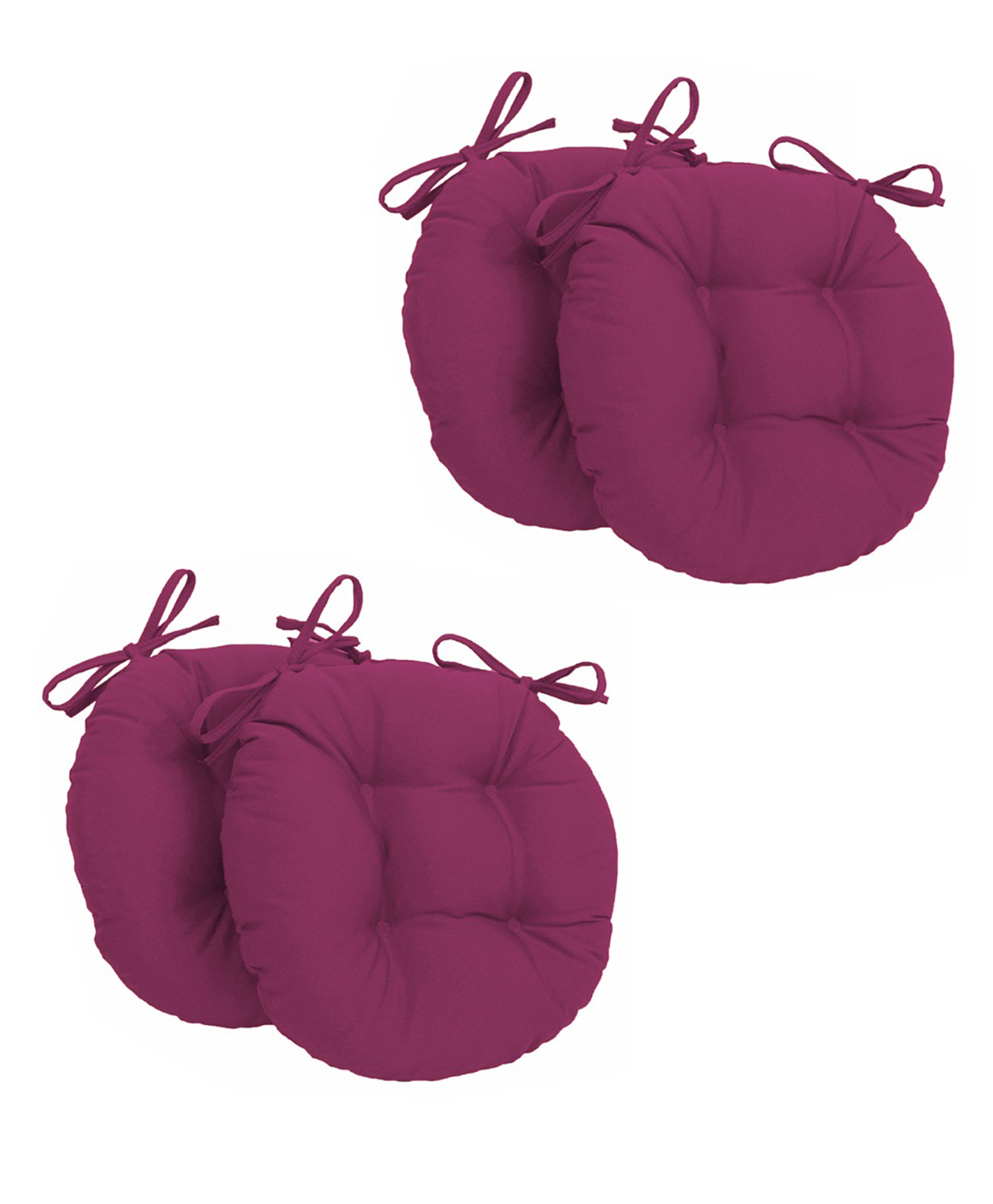 Angel Mommy Ultra Soft Round Twill Dining Chair Sofa Floor Seat & Back Cushions with Ties Set Of 4 - Wine-image-31