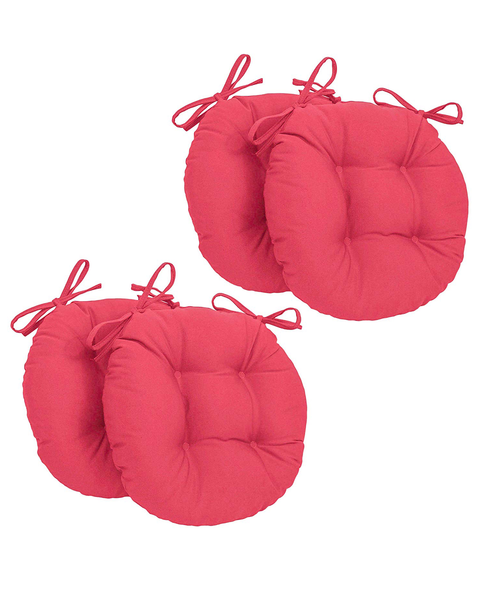 Angel Mommy Ultra Soft Round Twill Dining Chair Sofa Floor Seat & Back Cushions with Ties Set Of 4 - Pink-image-7