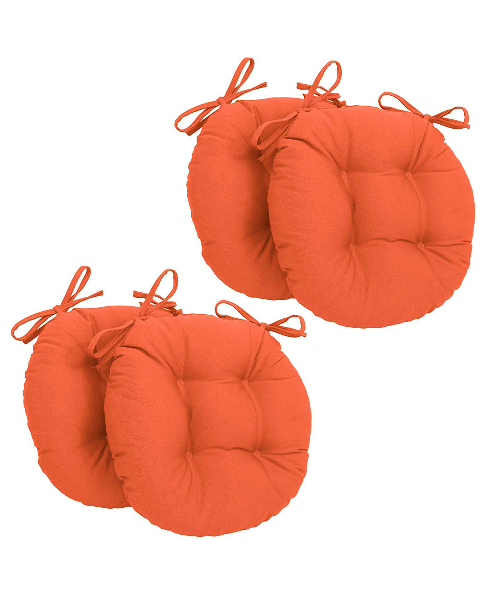 Angel Mommy Ultra Soft Round Twill Dining Chair Sofa Floor Seat & Back Cushions with Ties Set Of 4 - Orange-image-40