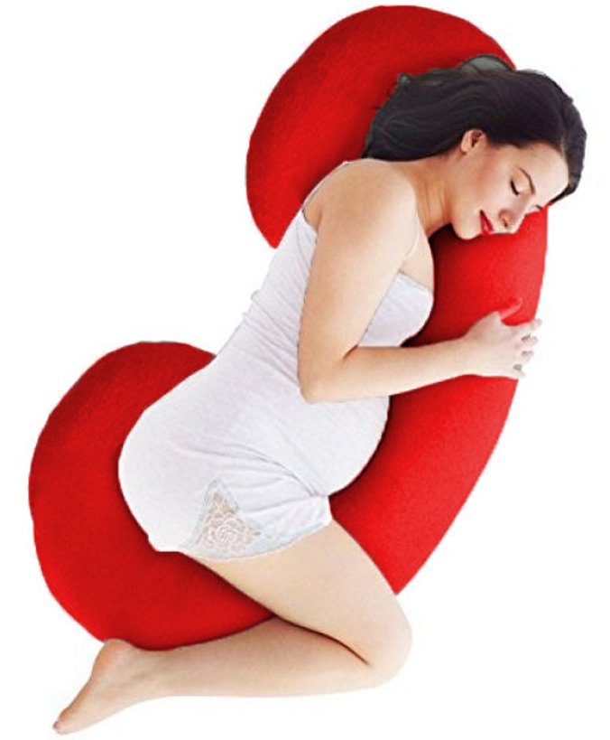 Angel Mommy Full Body C Shaped Pillow Body Pillow with 100% PolyCotton Zippered Cover for Pregnant Women Pack of 1 - Red-image-22