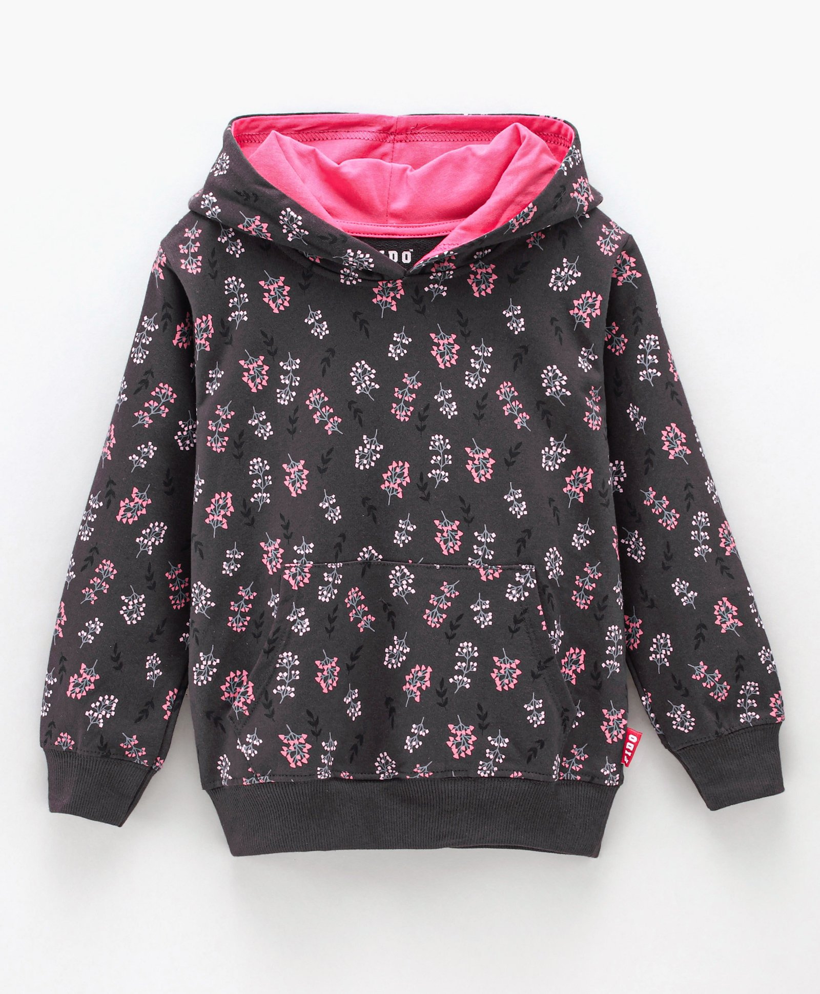 Fido Looper Full Sleeves Hooded Sweatshirt Floral Print- Navy Blue-picture-28