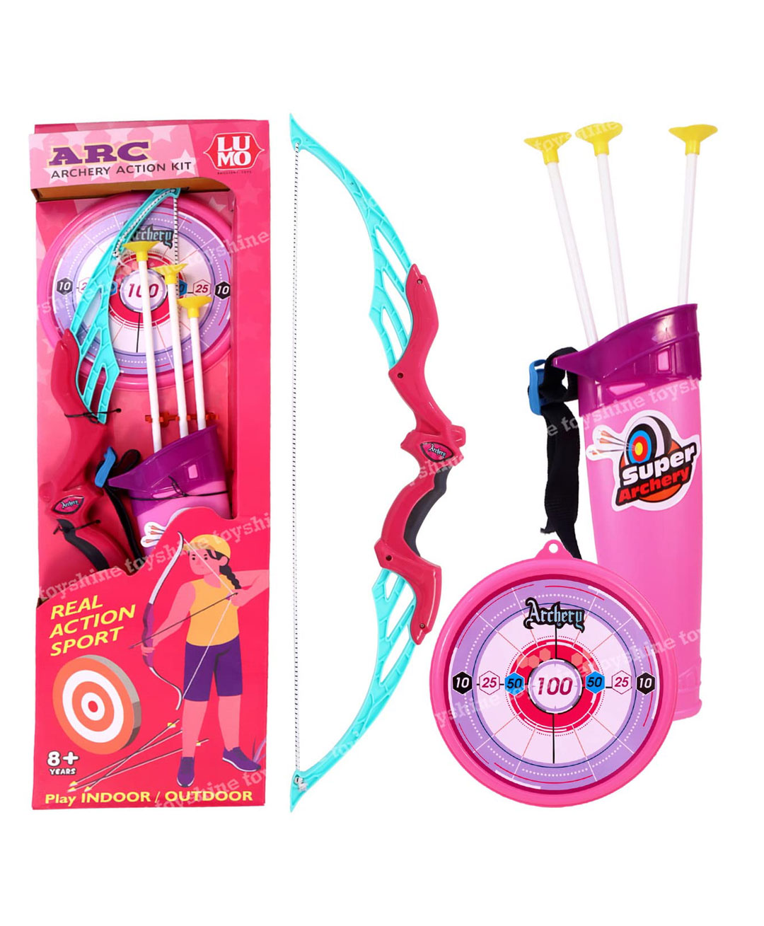 Toyshine Archer Bow and Arrow Set With Quiver - Pink-image-18