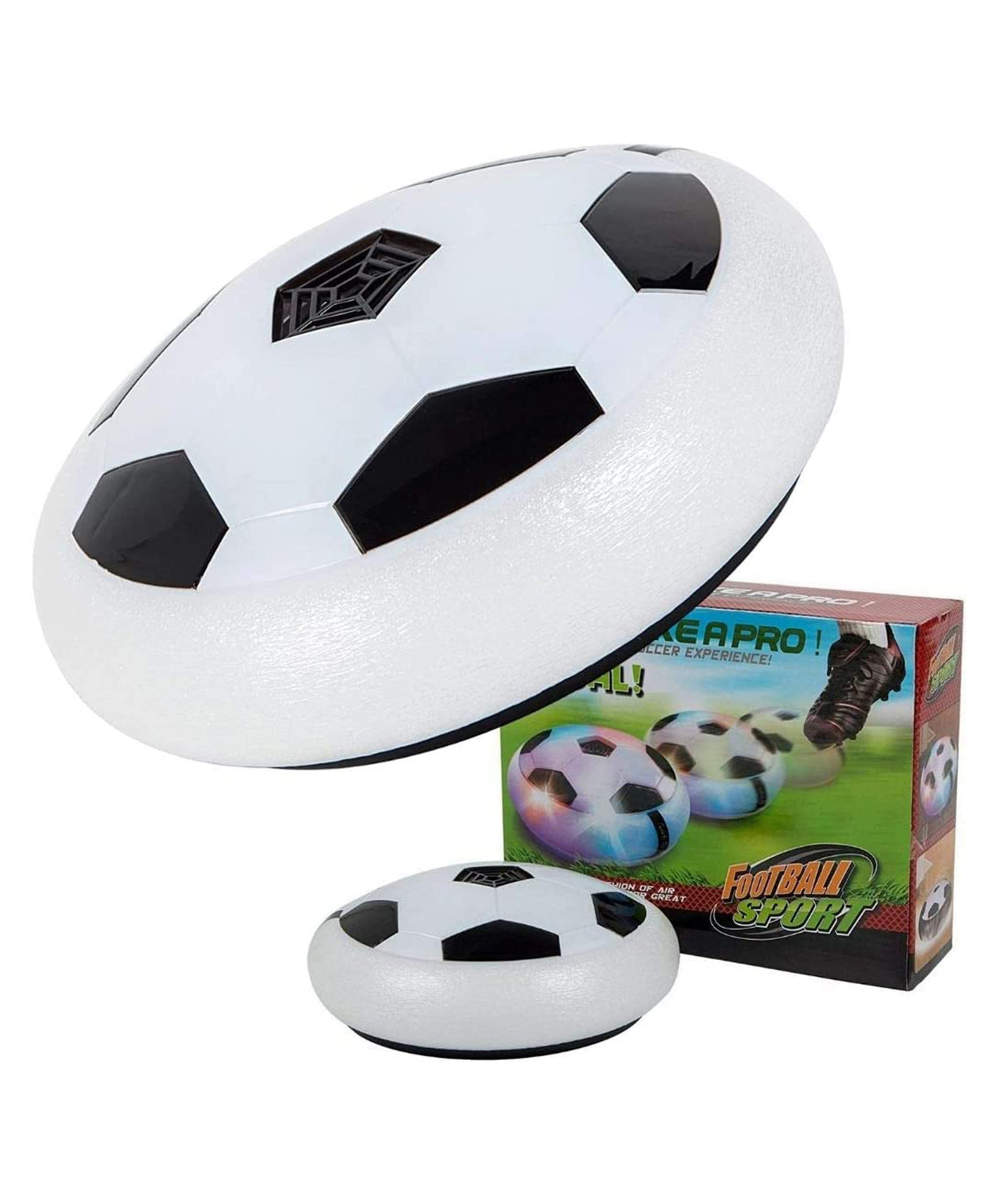 Toyshine Air Power Soccer Football Hover Disc Toy With Foam Bumpers and Light Up LED Light - White-image-41