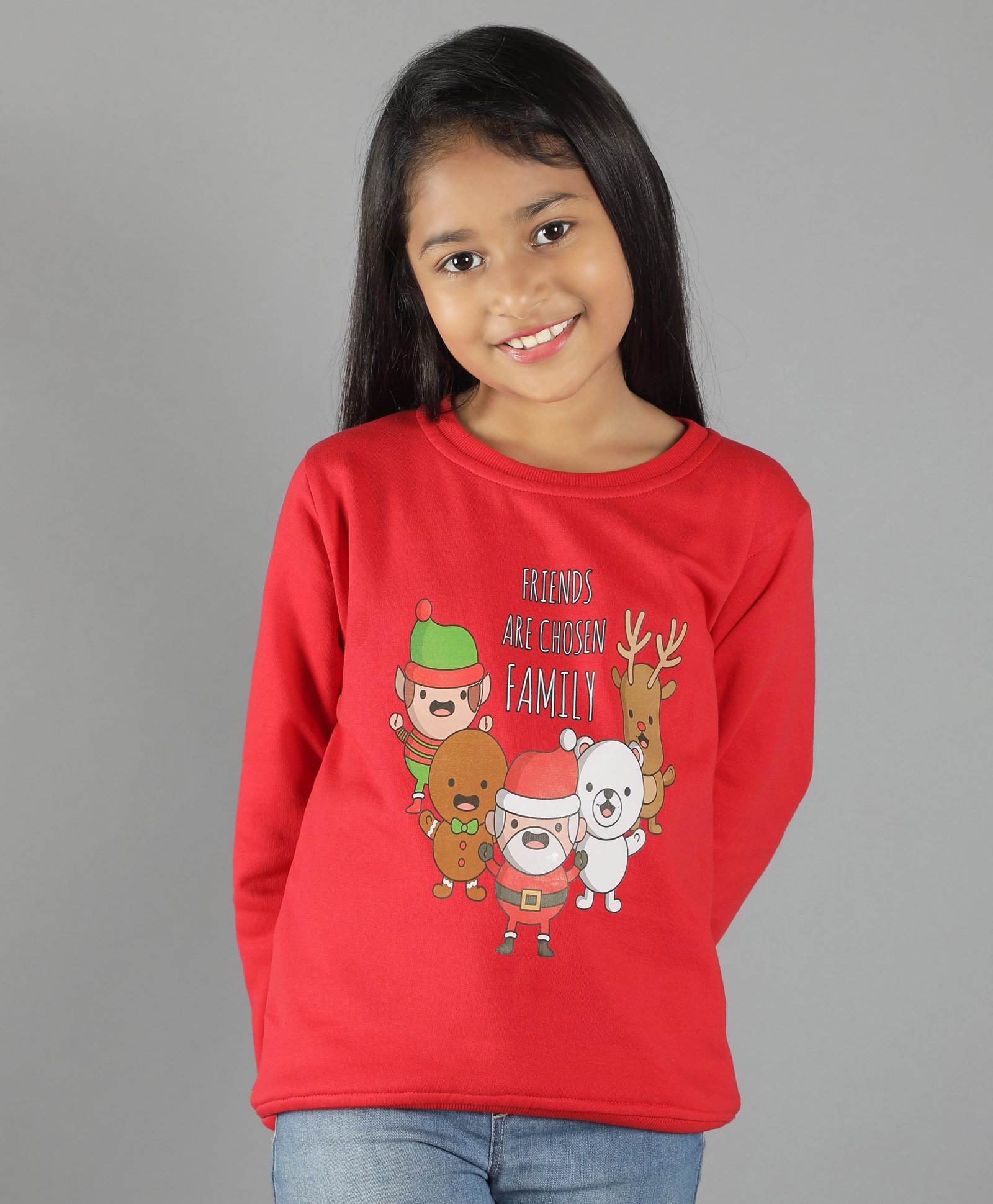 Ninos Dreams Full Sleeves Christmas Theme Santa Family Printed Sweatshirt -Red-image-6