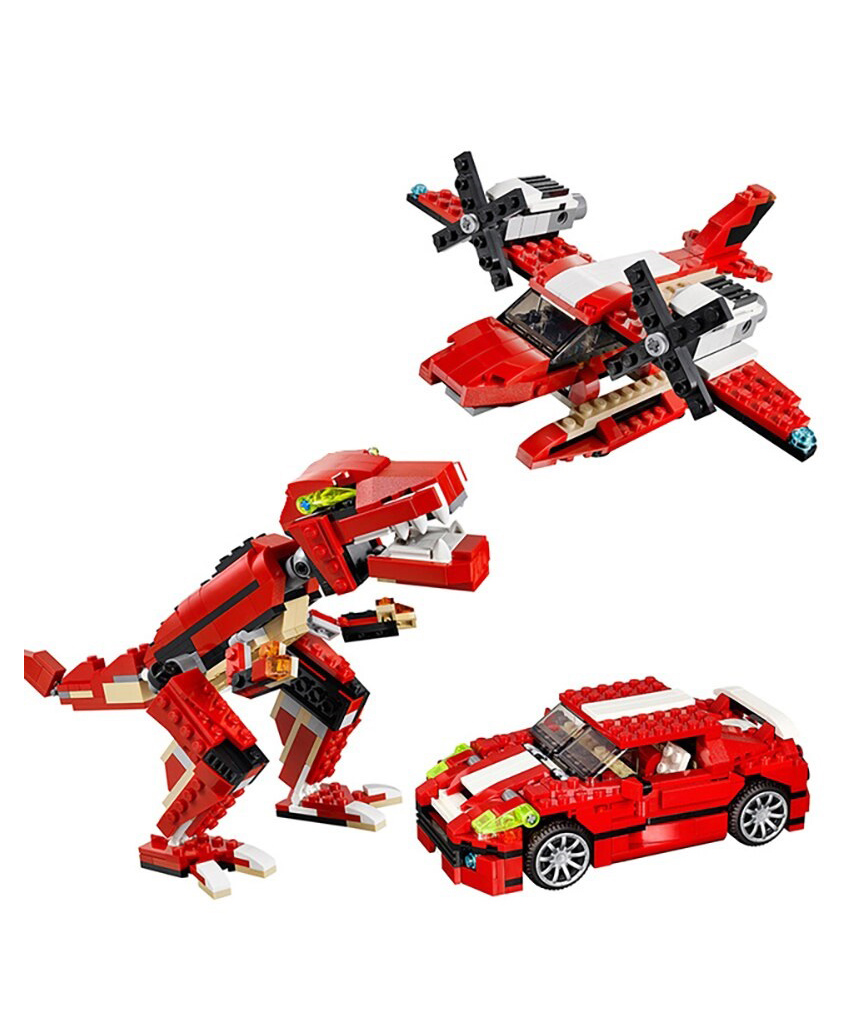 PLUSPOINT 3-in-1 Dinosaur Blocks Pack of 3 - Red-picture-13