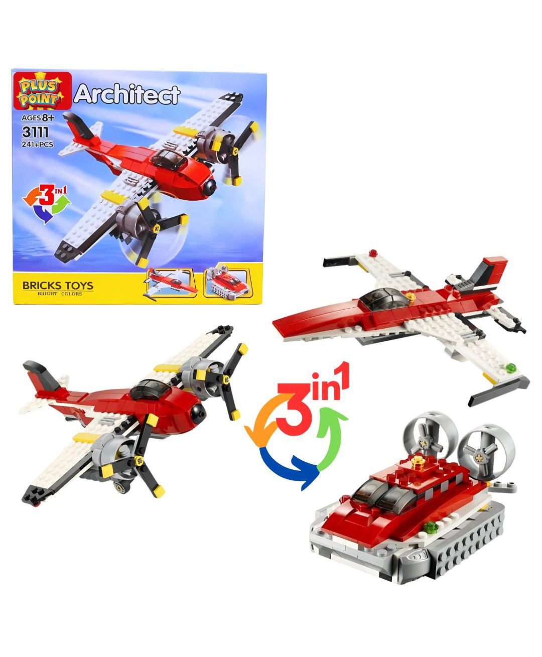 PLUSPOINT Building Blocks Set 237 Pieces - Multicolour-image-13