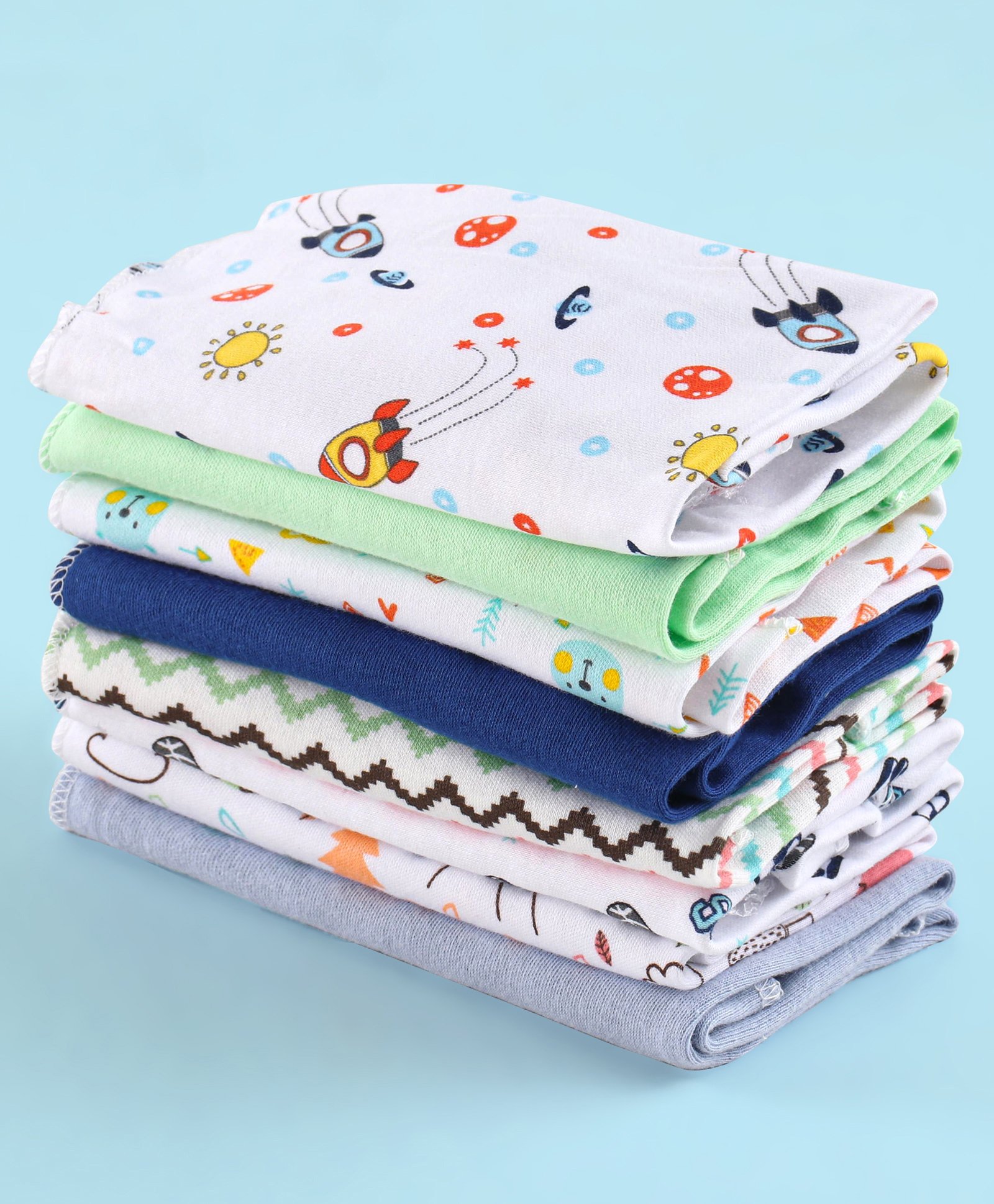 Babyhug 100% Cotton Premium Wash Cloth Pack of 8 - Multicolor