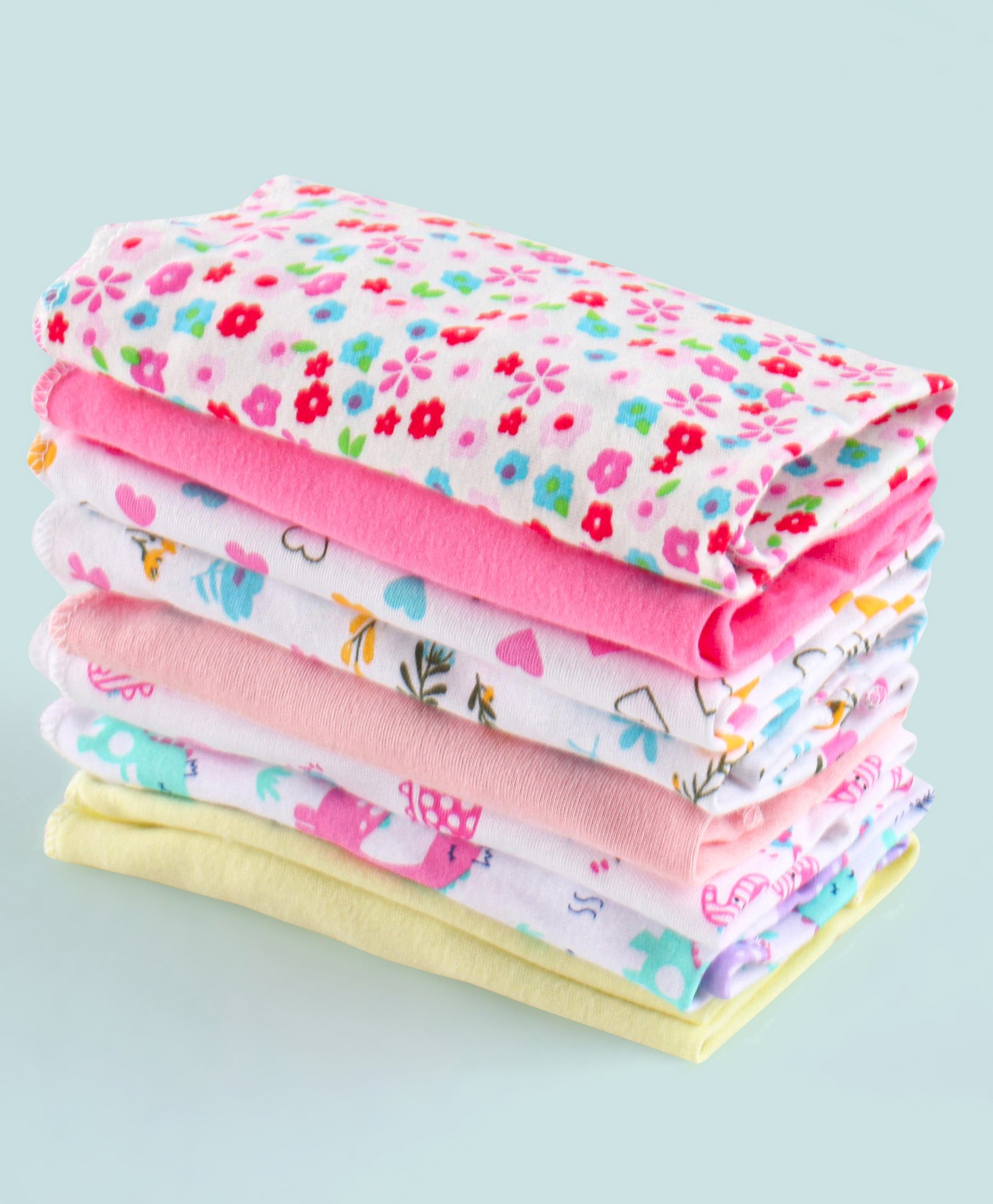 Babyhug 100% Cotton Premium Wash Cloth Pack of 8 - Multicolor