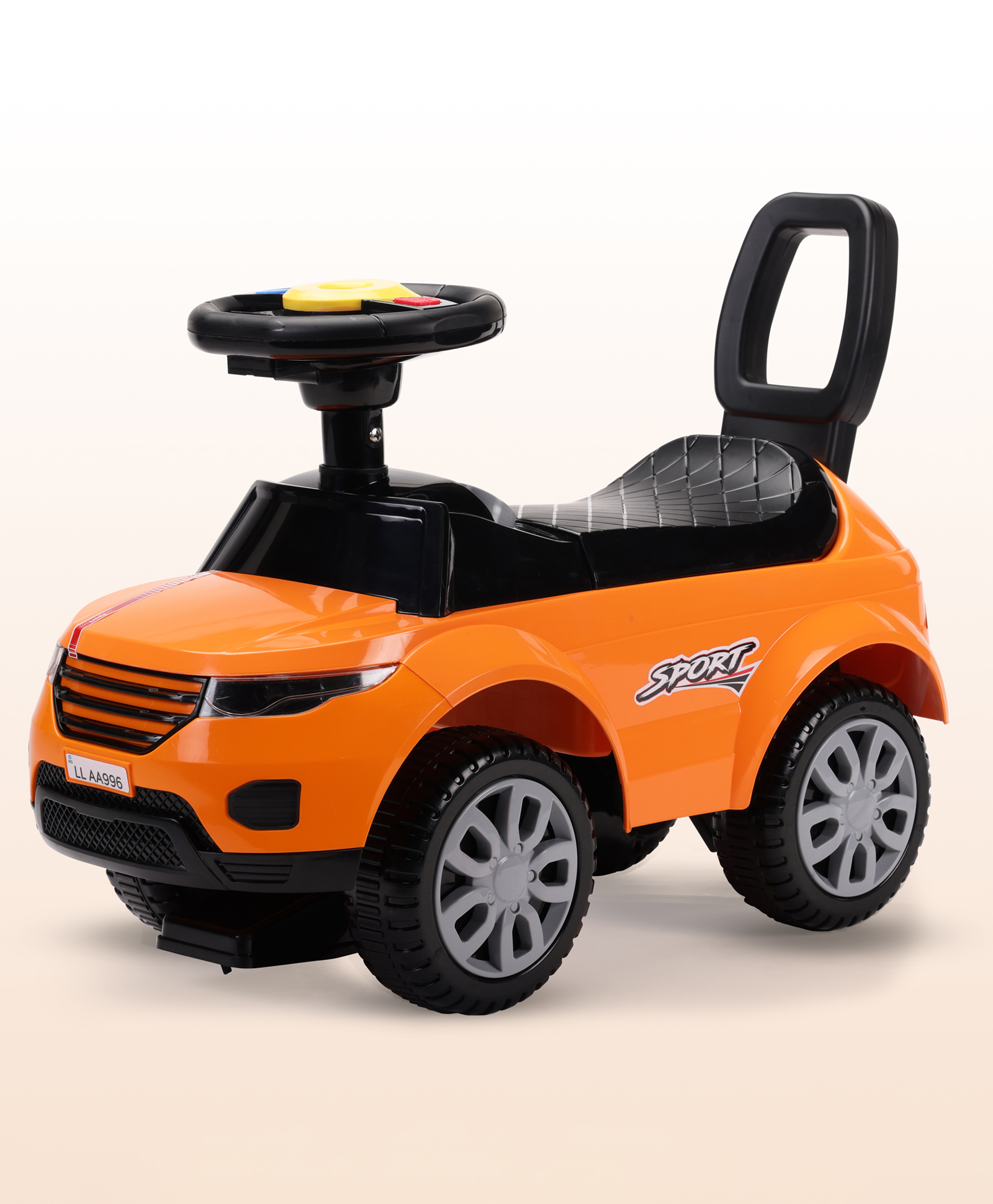 LuvLap Starlight Manual Push Ride On Car With Music & Horn Over Steering - Orange-picture-21