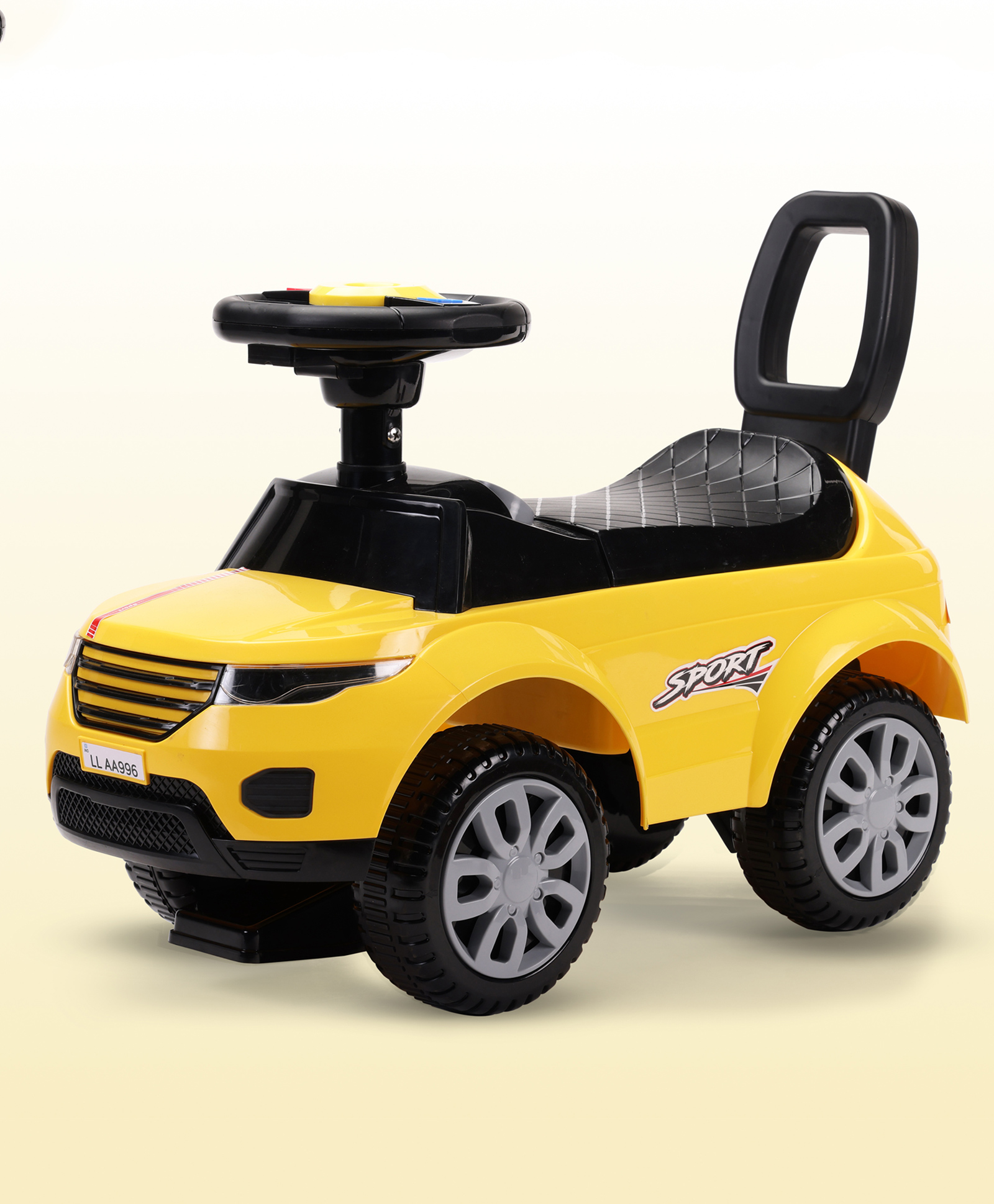 LuvLap Starlight Manual Push Ride on Car with Music & Horn Over Steering - Yellow-picture-45