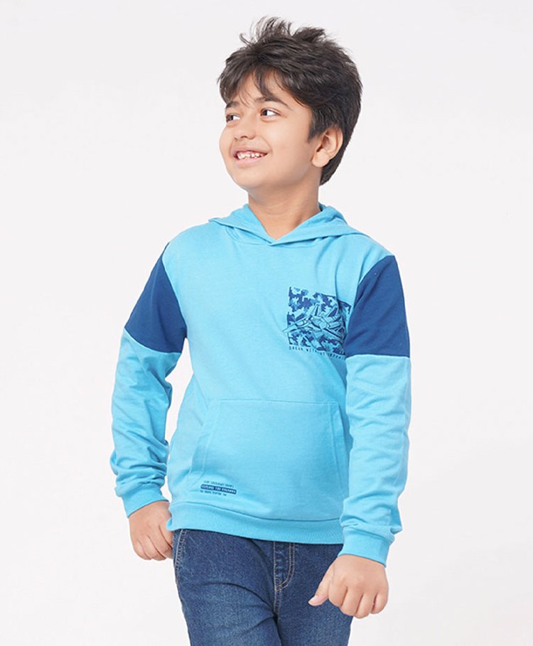 Ed-a-Mamma Sustainable Cotton Full Sleeves Hooded Sweatshirt Fighter Plane Print - Blue-picture-13
