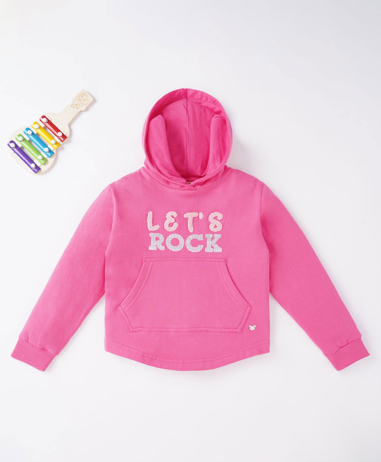 Ed-a-Mamma Cotton Full Sleeves Embroidered Text Hoodie - Pink-picture-11