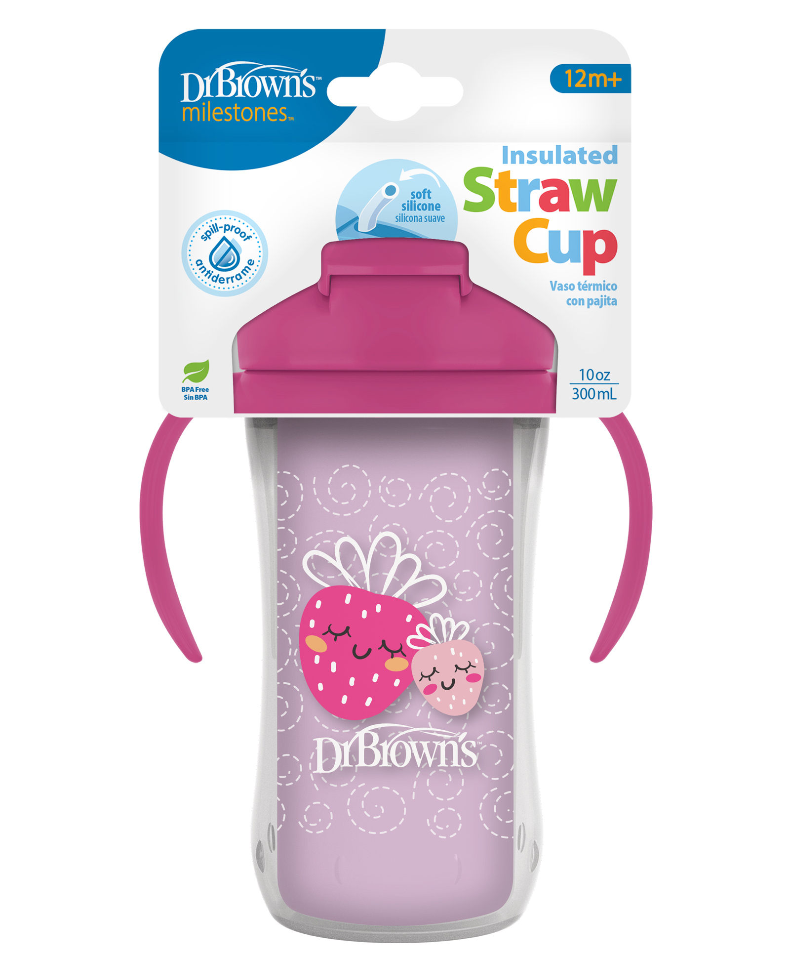 Dr. Brown's Kitty Printed Insulated Straw Cup Pink- 300 ml-picture-33