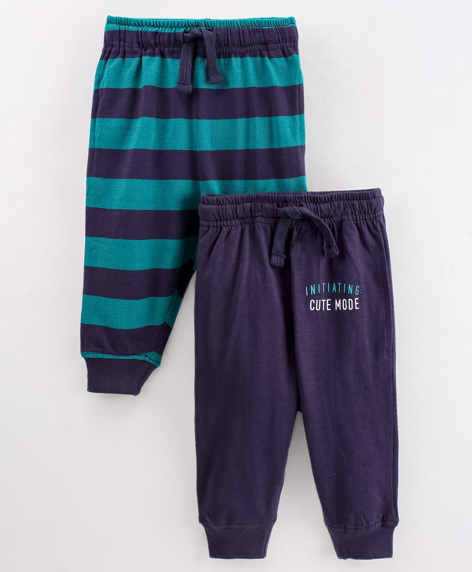 Doreme Cotton Full Length Lounge Pant Solid Pack Of 2 - Navy Blue & Green-image-43