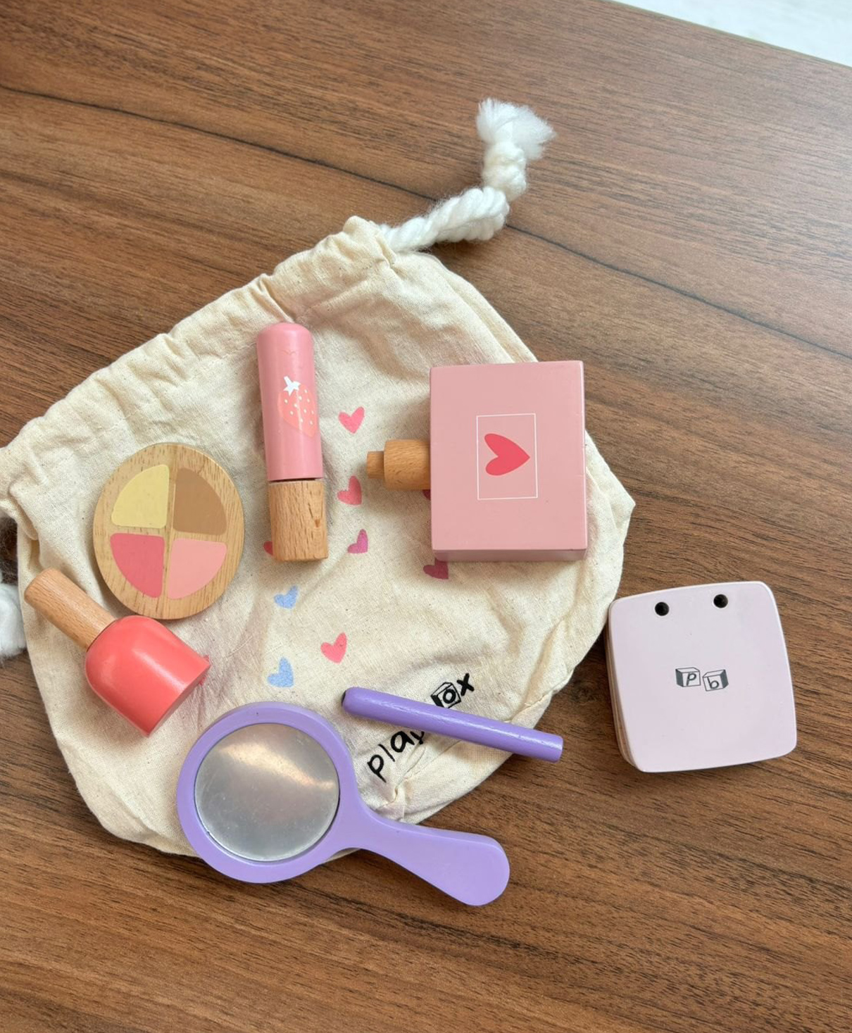 Playbox Glam it Up Wooden Make Up Toy Pretend Play Makeup Playset 100% Natural Wood- 10 Pieces-image-22