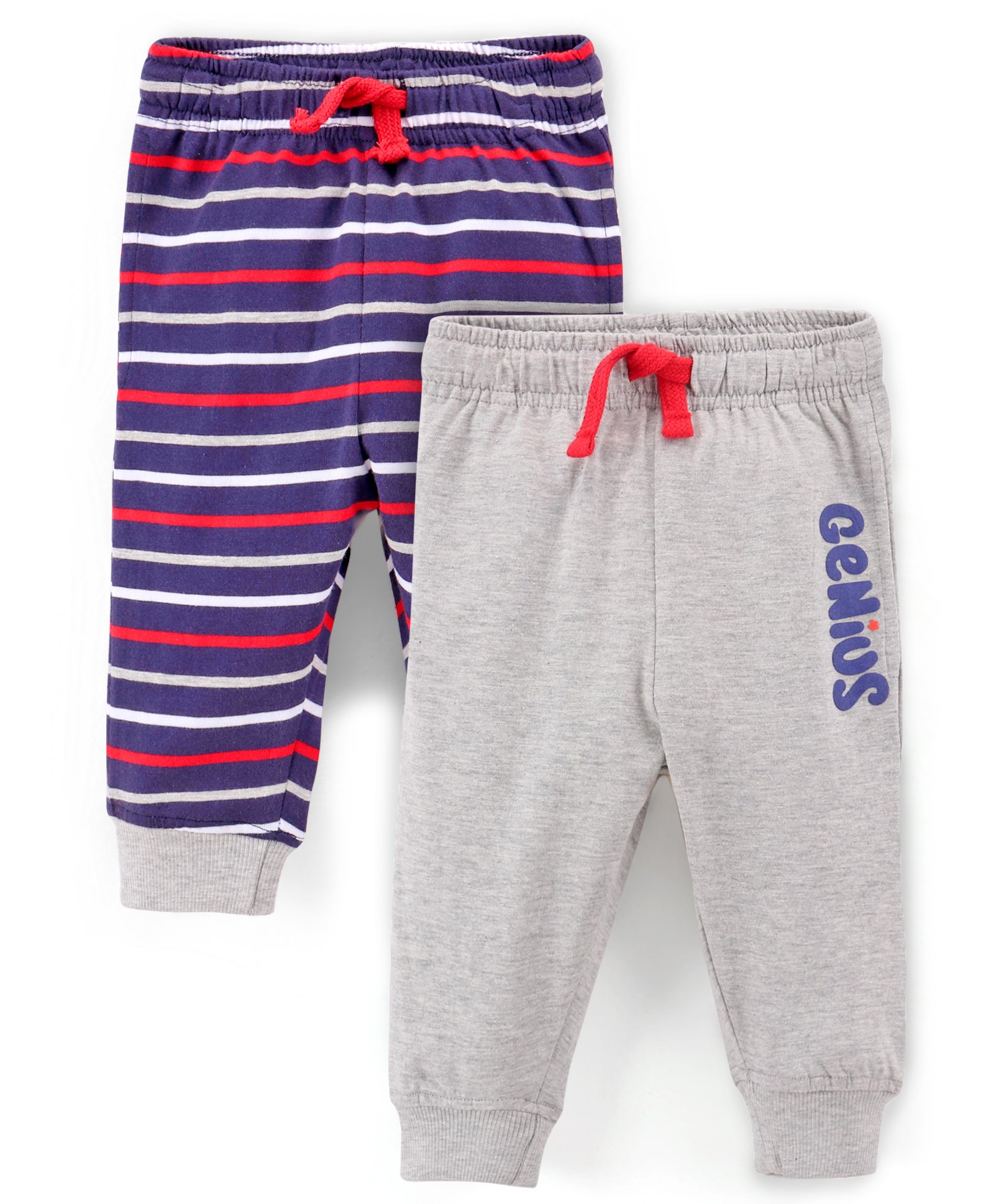 Doreme Cotton Ankle Length Lounge Pant Stripe & Text Print Pack Of 2 - Navy Blue & Grey-picture-11