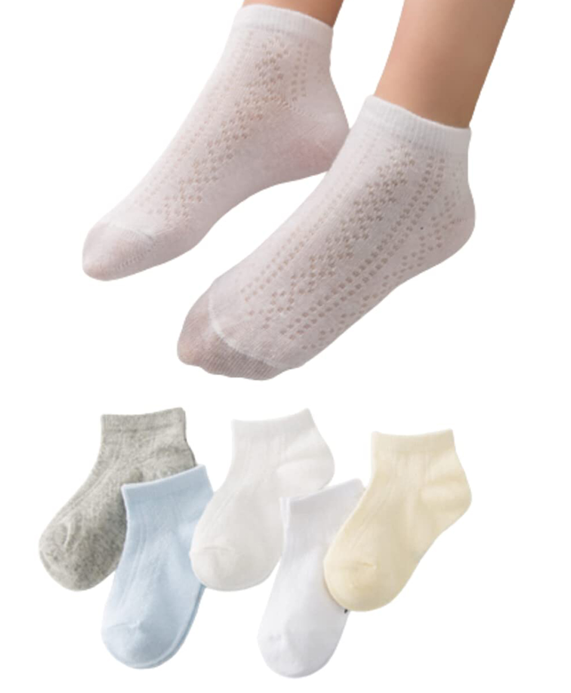 MOMISY Cotton Ankle Socks Diamond Design Pack Of 5 Pair - Multicolour-picture-33