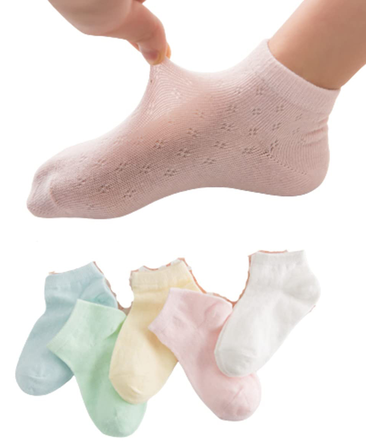 MOMISY Cotton Ankle Socks 4Dots Design Pack Of 5 Pair - Multicolour-image-1