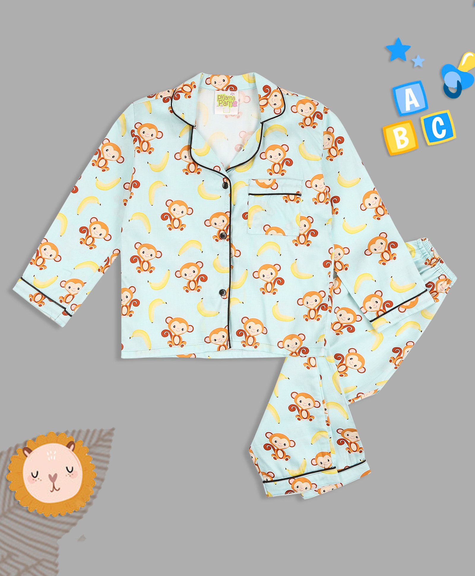 Buy Pyjama Party Full Sleeves Funky Monkey Printed Night Suit - Green for  Both (5-6 Years) Online in India, Shop at FirstCry.com - 12717964