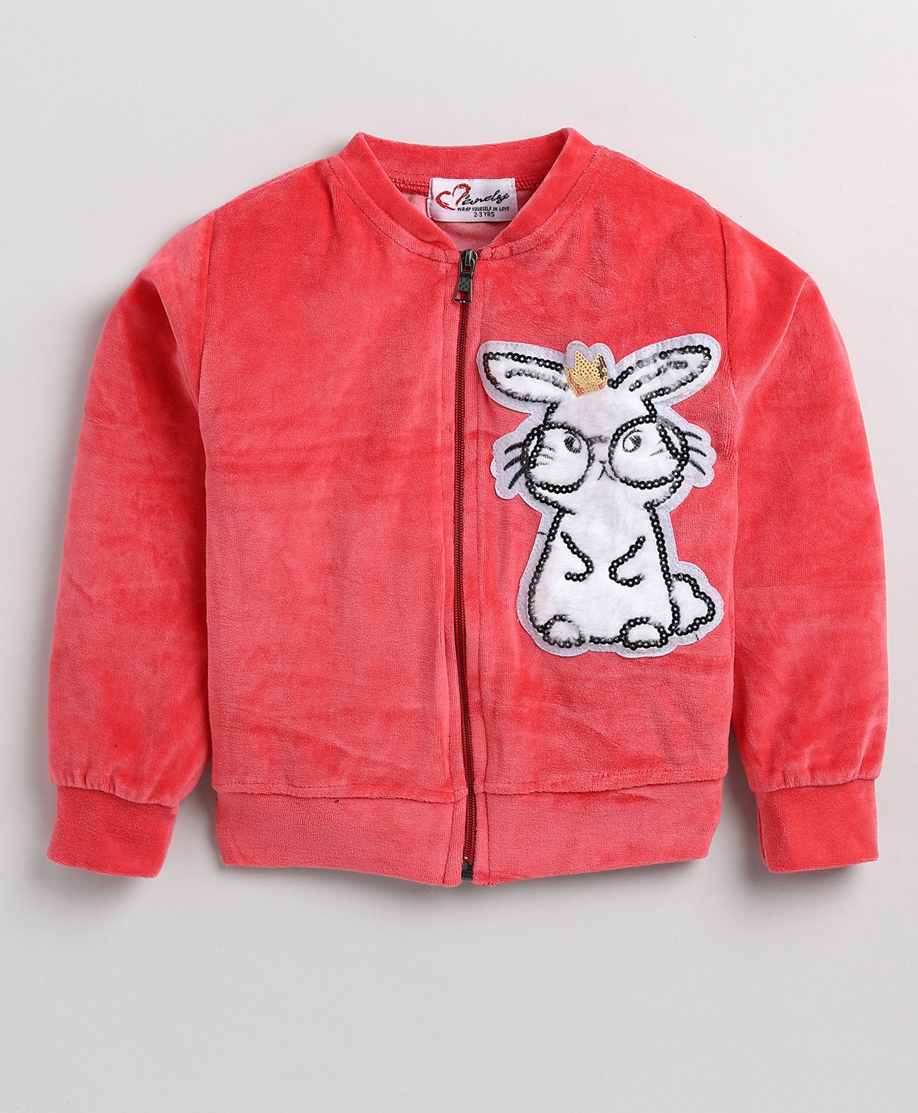 M'andy Velvet Full Sleeves Sequin Embellished & Rabbit Detailed Jacket - Pink-picture-18