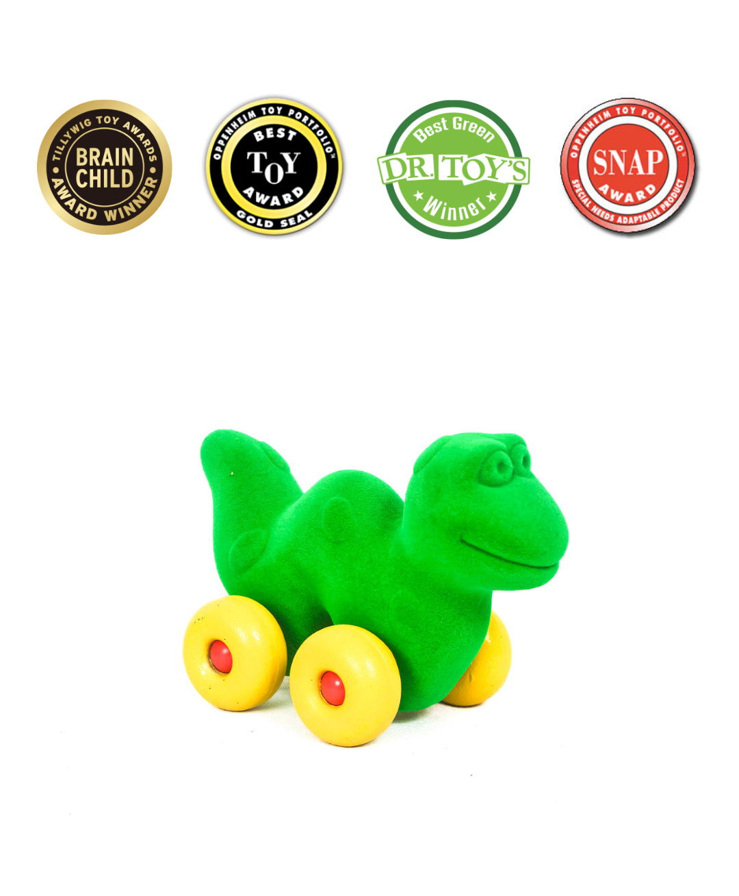 RUBBABU Natural Rubber Little Dinosaur Pull Along Toy-  Green-image-13